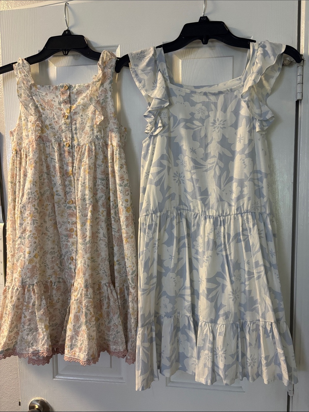 Catherine Malandrino Girls' Light Blue Floral Ruffle-Sleeve Dress